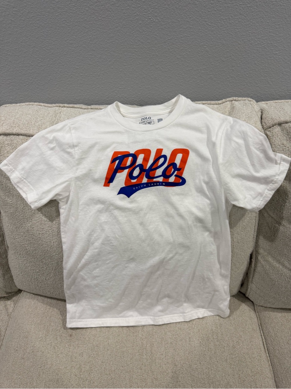 Polo by Ralph Lauren White Tee with Orange and Blue Logo
